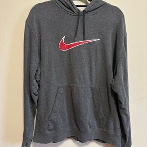Nike Men's Vintage Charcoal Hoodie with Red Logo